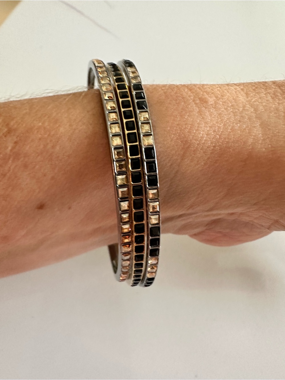 Swarovski Black and Gold Crystal Bangle Bracelet - Women Jewelry